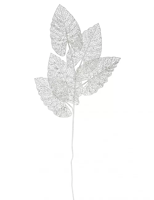 Photo du produit Branche décorative 5 feuilles blanche 80 cm