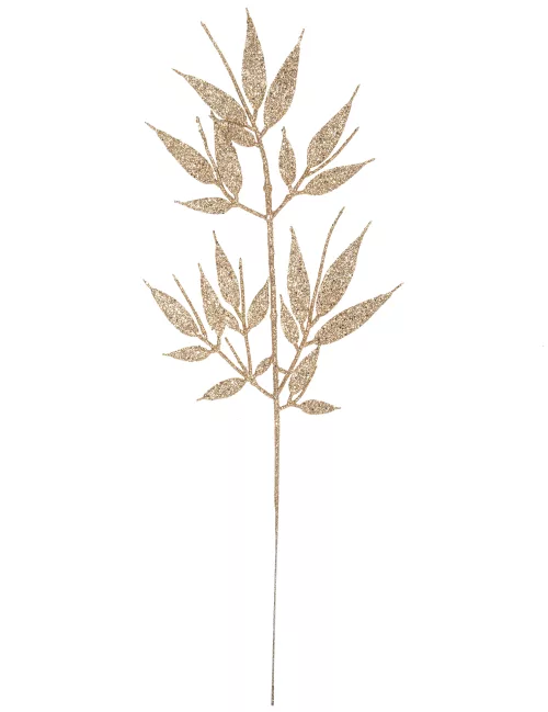 Photo du produit Branche feuilles fines paillettes cuivre 40 cm