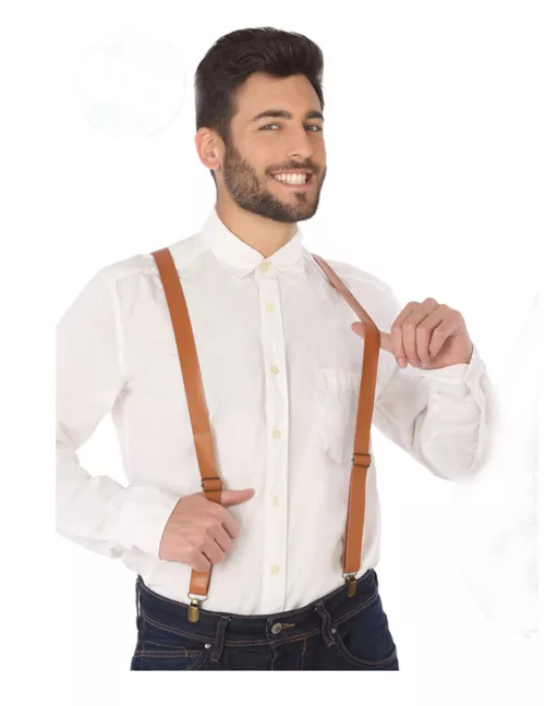 Photo du produit Bretelles similicuir marron adulte