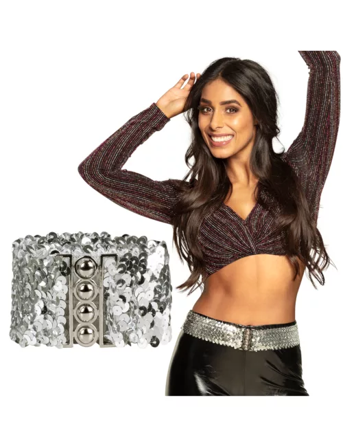Photo du produit Ceinture à sequins argentée adulte