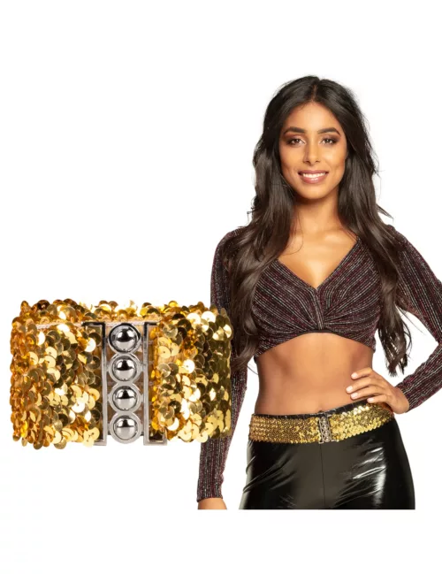 Photo du produit Ceinture à sequins dorée adulte