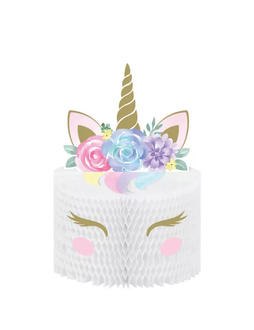 Photo du produit Centre de table en papier alvéolé licorne féerique blanc 19 x 30 cm