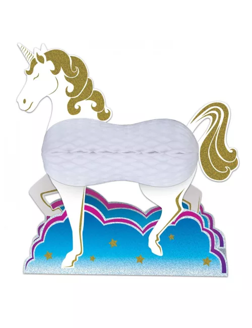 Photo du produit Centre de table en papier licorne blanche 25 cm