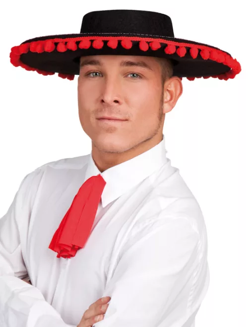 Photo du produit Chapeau espagnol noir et rouge