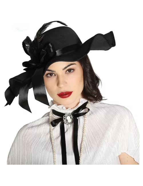 Photo du produit Chapeau noir avec plumes femme
