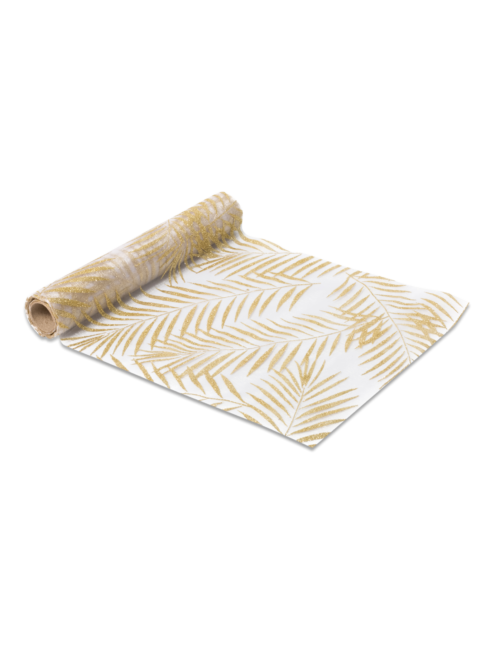 Photo du produit Chemin de table en organza palmier pailleté doré 28 cm x 5 m
