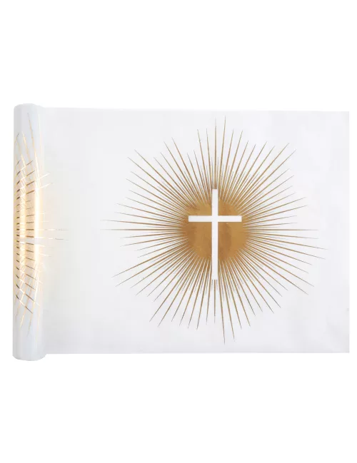 Photo du produit Chemin de table intissé de cérémonie doré 5 m x 30 cm