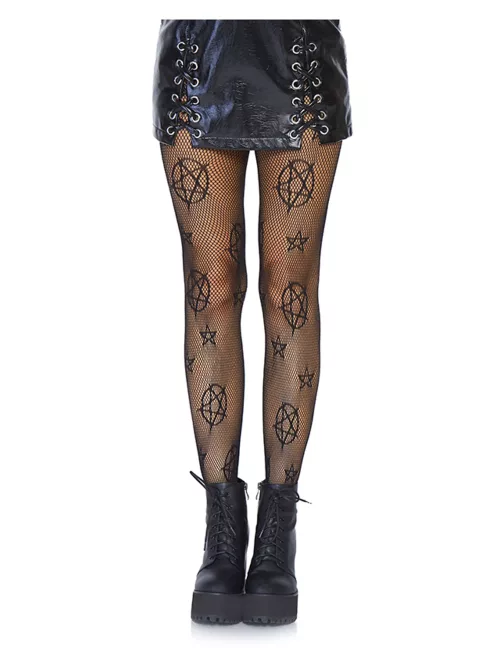 Photo du produit Collants résille pentagramme noirs femme