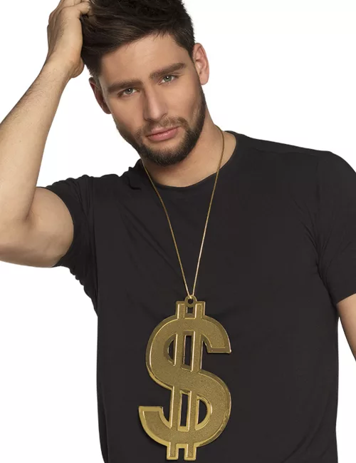 Photo du produit Collier dollars 24 cm XL doré adulte