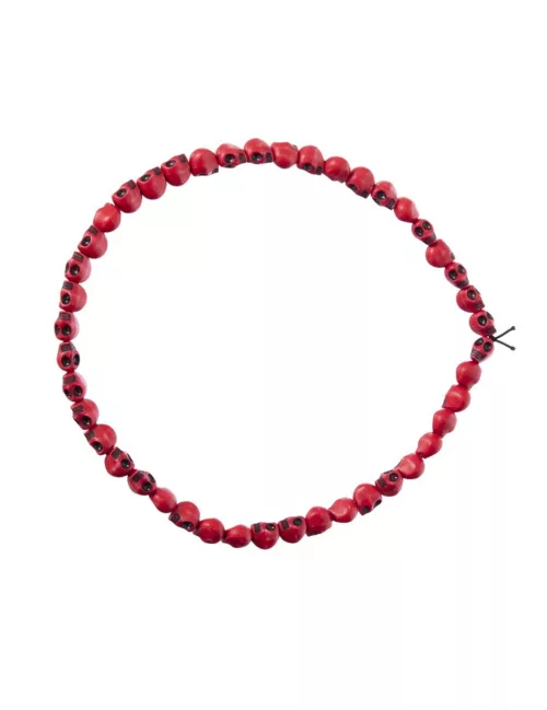 Photo du produit Collier têtes de mort rouges 54 cm adulte