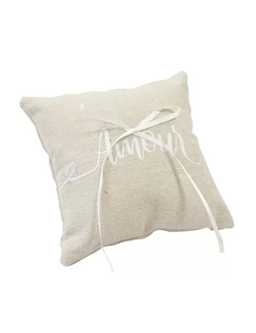 Photo du produit Coussin pour alliances en toile Amour 15 x 15 cm