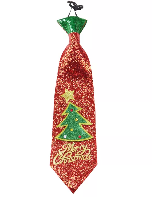 Photo du produit Cravate à paillettes rouges Merry Christmas