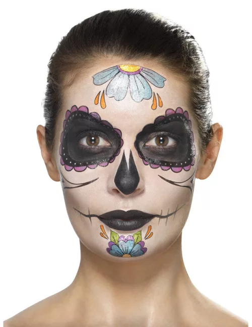 Photo du produit Kit maquillage fleurs bleues femme Dia de los muertos
