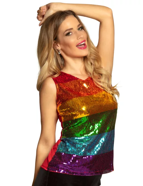 Photo du produit Débardeur à sequins arc-en-ciel femme