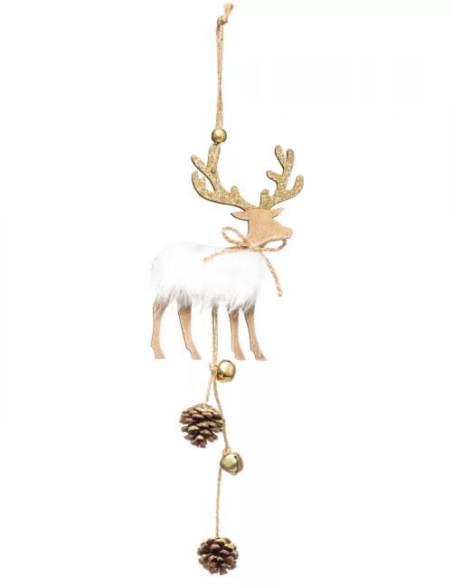 Photo du produit Décoration à suspendre en bois joli renne 28 cm