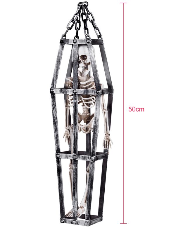 Photo du produit Décoration à suspendre squelette en cage 50 cm