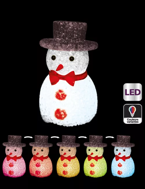 Photo du produit Décoration bonhomme de neige lumineux 11 cm