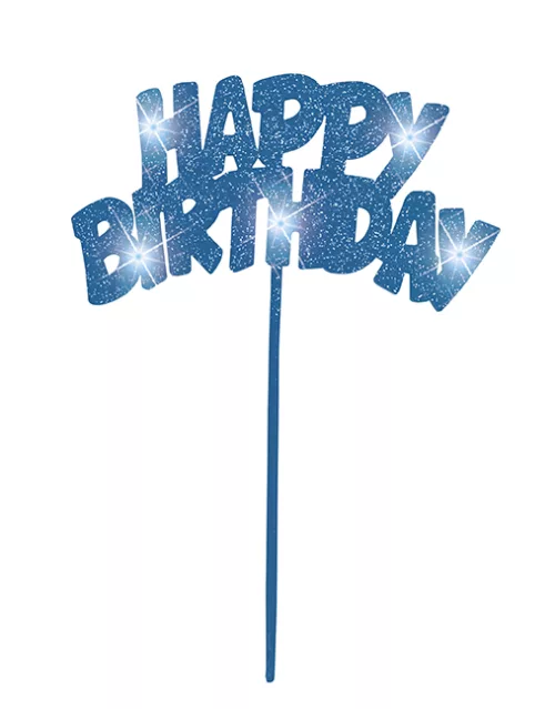 Photo du produit Décoration lumineuse bleue pour gâteaux Happy Birthday