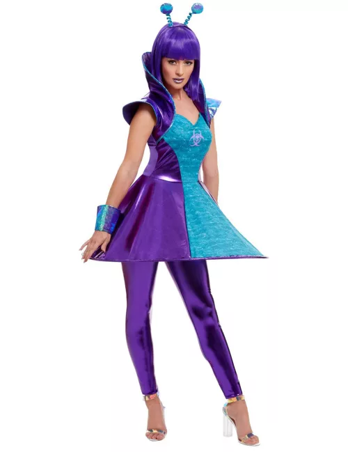 Photo du produit Déguisement alien bleu et violet femme