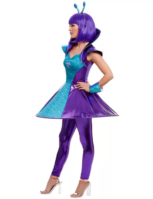 Photo du produit Déguisement alien bleu et violet femme