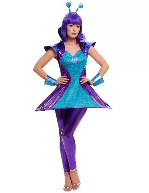 Photo du produit Déguisement alien bleu et violet femme