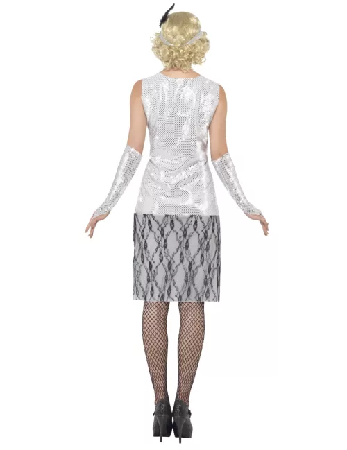 Photo du produit Déguisement charleston argenté à dentelle femme