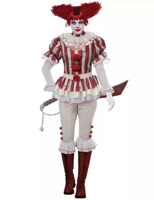Photo du produit Déguisement clown psycho rayé luxe femme