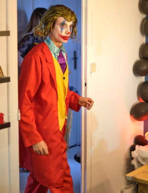 Photo du produit Déguisement clown rouge fou adulte