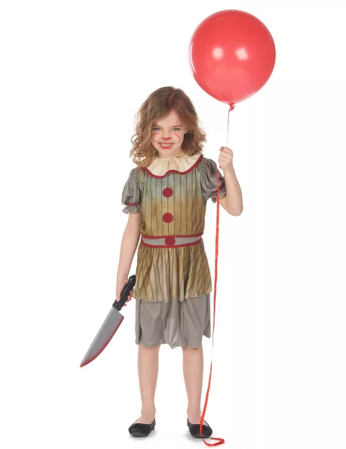Photo du produit Déguisement clown terrifiant gris fille