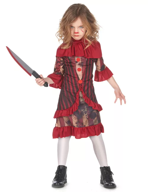 Photo du produit Déguisement clown terrifiant rouge fille