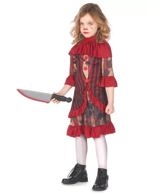 Photo du produit Déguisement clown terrifiant rouge fille