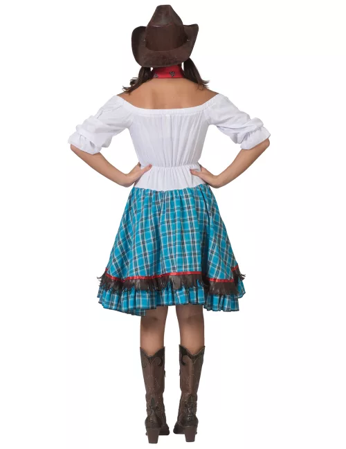Photo du produit Déguisement cowgirl à carreaux bleus femme