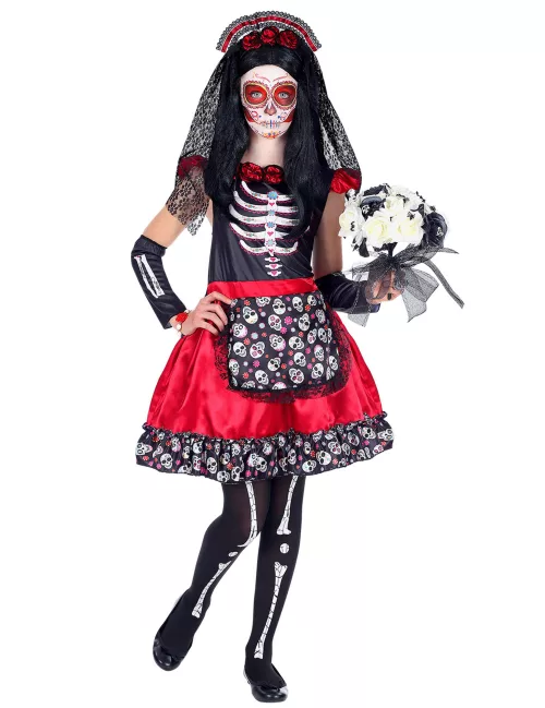 Photo du produit Déguisement Dia de los Muertos noir et rouge enfant