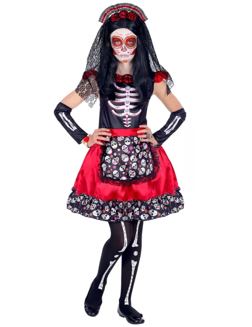 Photo du produit Déguisement Dia de los Muertos noir et rouge enfant