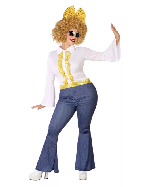 Photo du produit Déguisement disco effet jean et doré femme grande taille