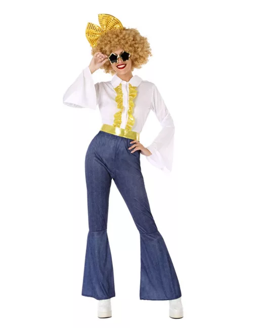 Photo du produit Déguisement disco effet jean et doré femme