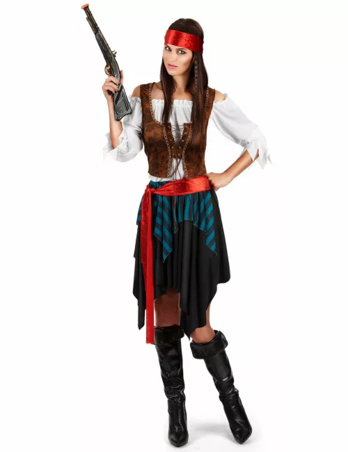 Photo du produit Déguisement pirate rayé bleu et noir grande taille femme