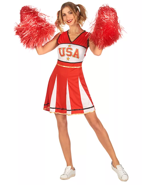 Photo du produit Déguisement pompom girl USA rouge femme