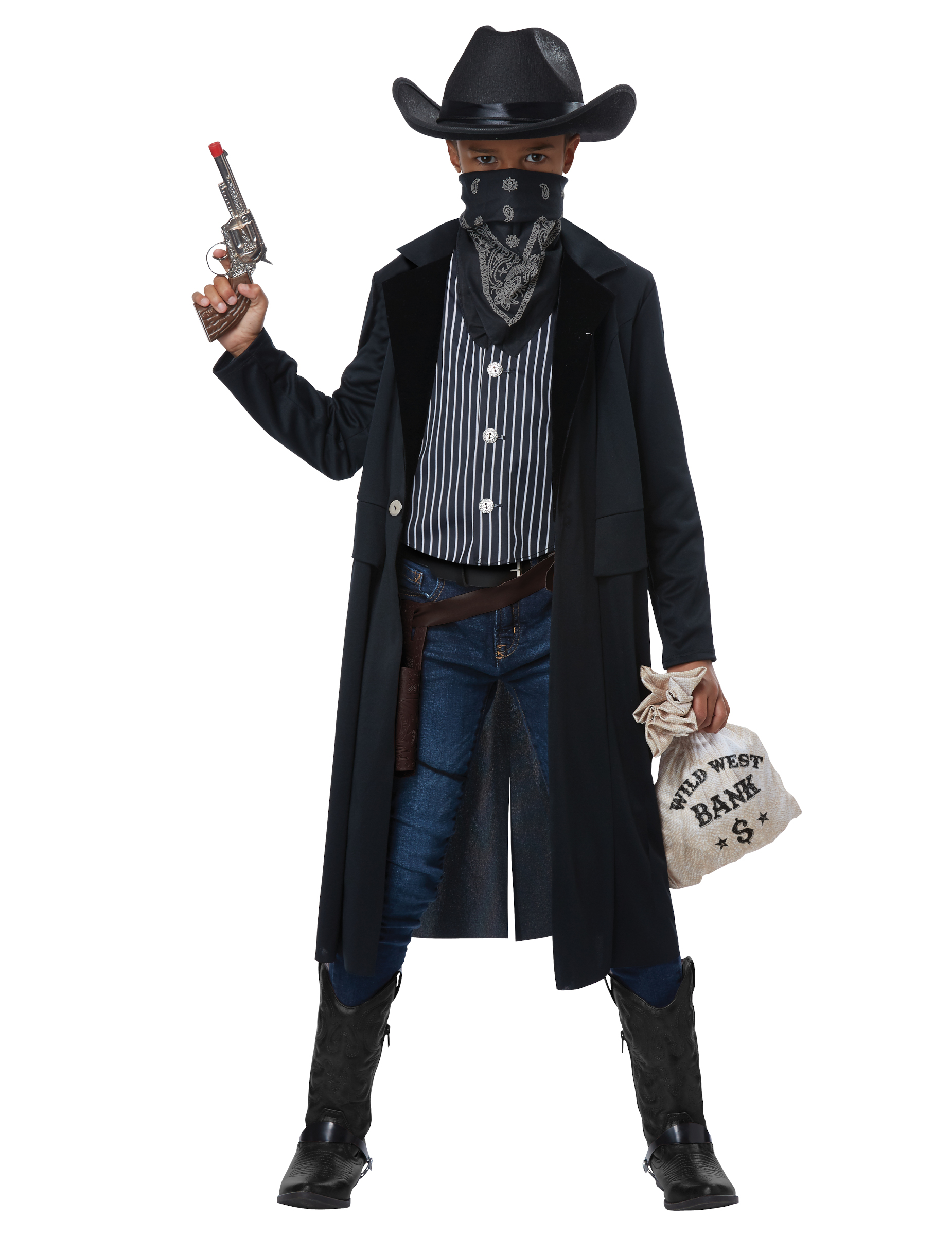 Costume Cowboy Enfant Complet - Déguisement Shérif Avec Chapeau, Gilet, Foulard, Pantalon - Pour Carnaval, Halloween, Garçon/fille 2-14 Ans