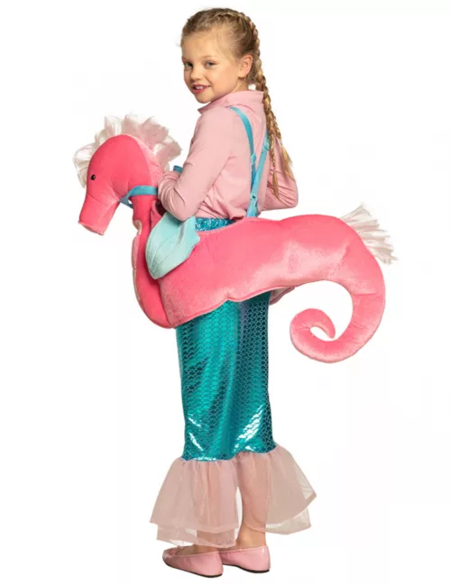 Photo du produit Déguisement sirène à dos d'hippocampe rose enfant