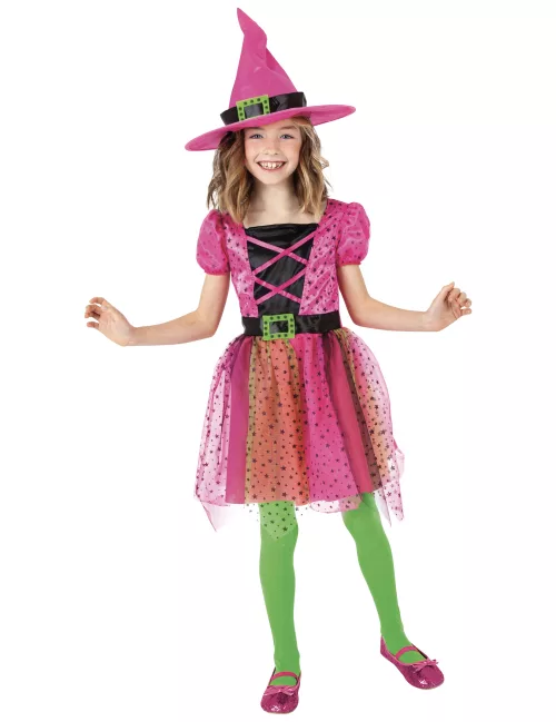 Photo du produit Déguisement tutu sorcière rose avec chapeau fille