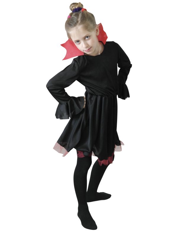 Photo du produit Déguisement vampiresse noire avec col rouge fille