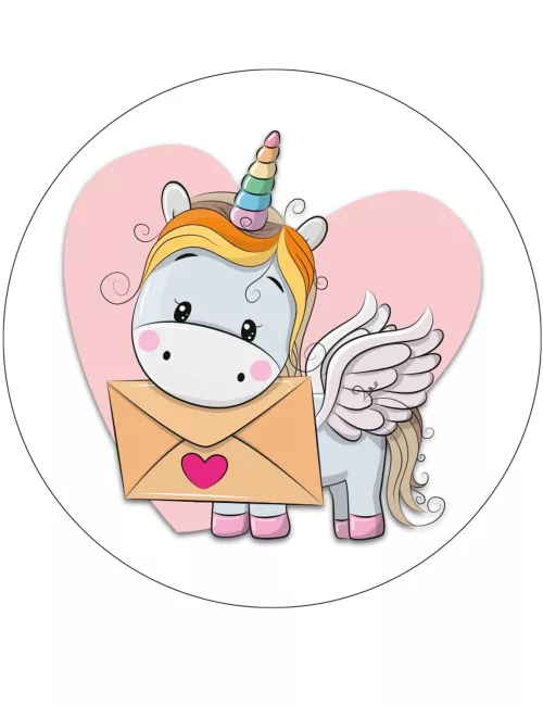 Photo du produit Disque en azyme jolie licorne 21 cm aléatoire