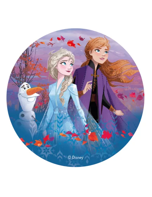 Photo du produit Disque en azyme La Reine des Neiges 2 Anna, Elsa et Olaf 20 cm