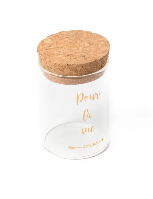 Photo du produit Fiole en verre avec bouchon en liège Pour La Vie doré 4,5 x 6 cm