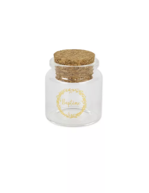 Photo du produit Fiole en verre Baptême couronne or 4,5 x 5,5 cm