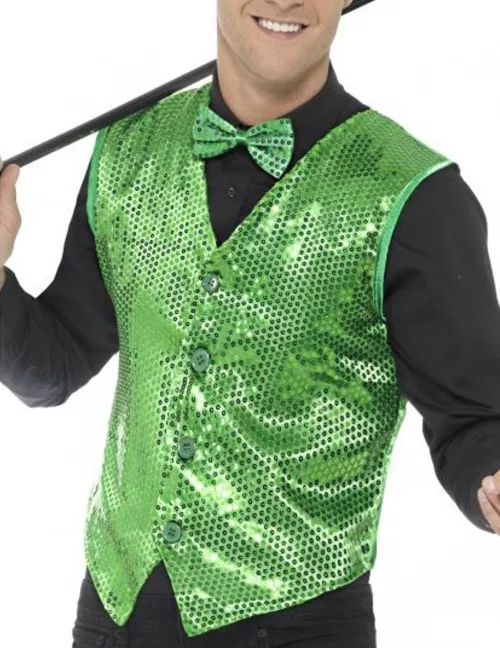 Photo du produit Gilet vert à sequins adulte