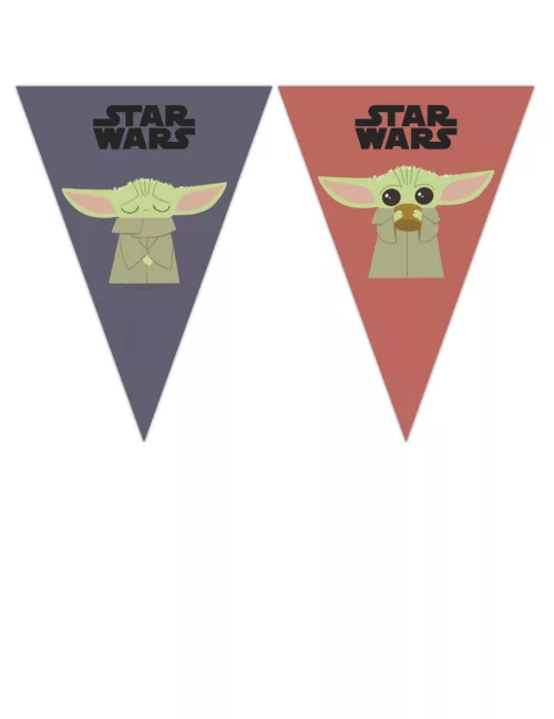 Photo du produit Guirlande à fanions en carton bébé Yoda The Mandalorian 2,3 m