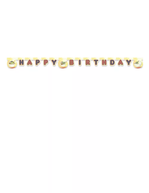 Photo du produit Guirlande en carton Happy Birthday bébé Yoda The Mandalorian 2 m