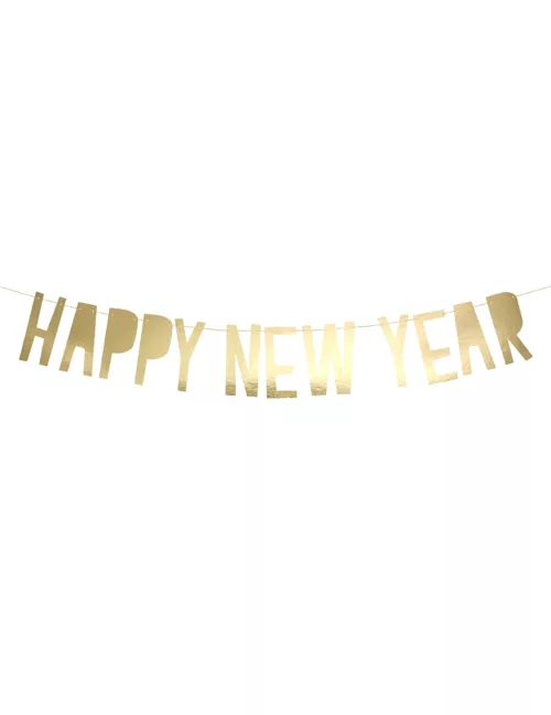 Photo du produit Guirlande en carton Happy New Year dorée 10 x 90 cm